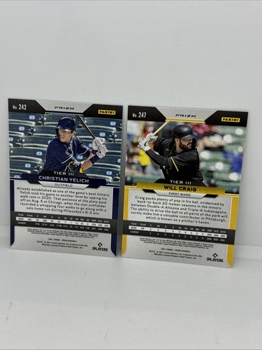 2021 Panini Prizm Tier III Green Prizm Christian Yelich #242 Plus Will Craig R4 - Picture 4 of 4