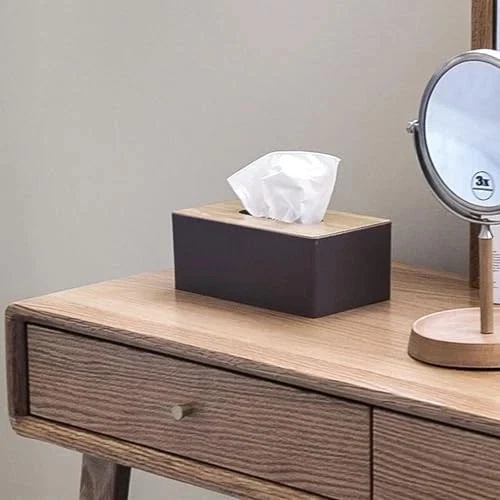 Wood Tissue Box Cover Gloves Box Holder Wooden Rectangular Tissue Box Holder - Image 3 of 4