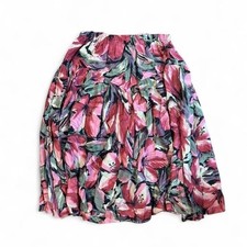 Vintage pink, purple and green floral skirt pink with a gathered waist