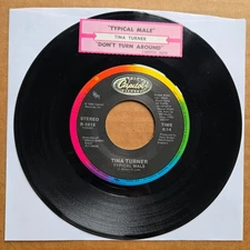 TINA TURNER Typical Male 45 7" R&B SOUL Record Vinyl + Jukebox Strip
