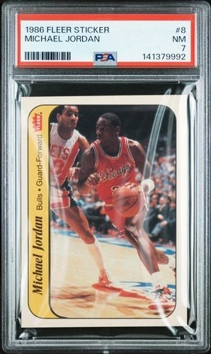 1986 Fleer Michael Jordan Sticker 8 PSA 7 RC Rookie