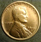 1919 S American Cent Circulated Brown Lincoln Wheat Penny San Francisco Mint
