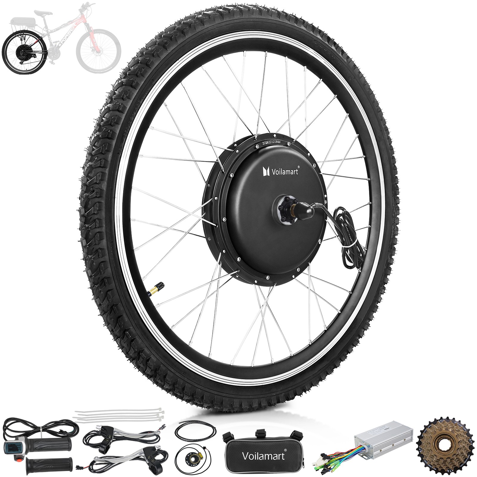 (New) Voilamart 26" Ebike 48V1KW Rear 135mm Hub Motor Wheel Conversion Kit (204.69 USD)
