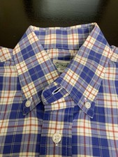 Vintage Gitman Bros Made in USA Plaid Long Sleeve Button Down Shirt Blue Mens M