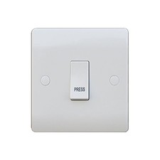 Sline 1 Gang 10A 1 Way Inductive Load 'Press' Access Switch in White Plastic