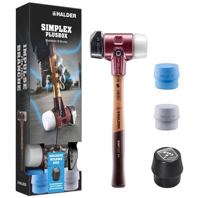 Halder SIMPLEX-Plusbox Starterkit - SIMPLEX-Schonhammer D60, Gummikomposition