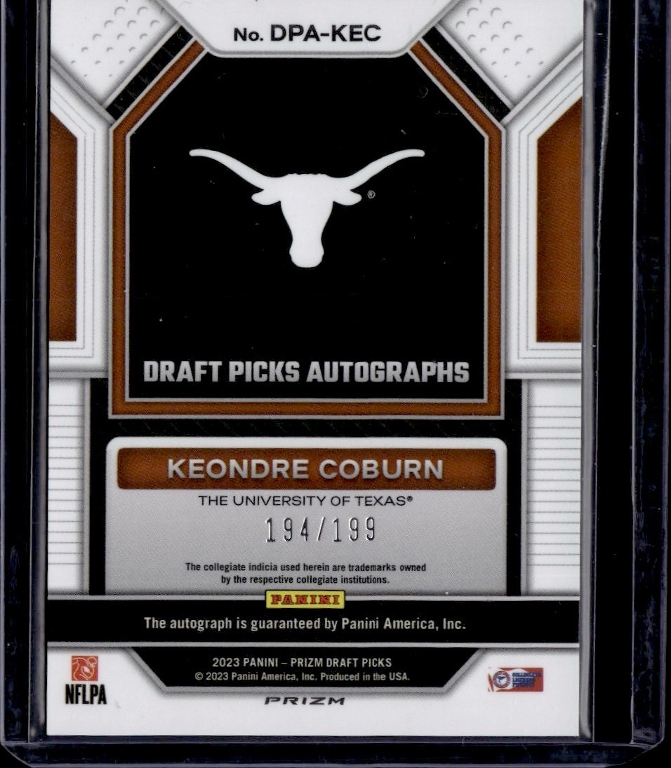 2023 Panini Prizm Draft Picks Auto Keondre Coburn Red /199 BUY 3 GET 1 FREE