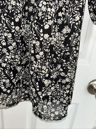 Girls Art Class Square Neck Black/Ivory Pullover LS Floral Dress Size XL 14/16 - Picture 9 of 14
