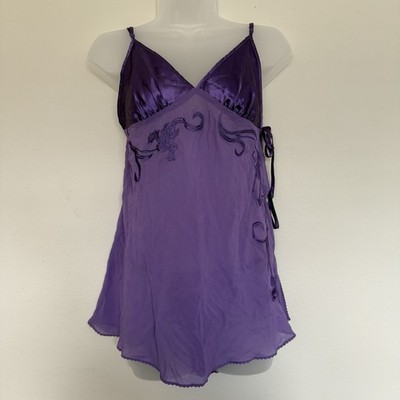 VTG Y2K Victoria s Secret Purple NWT Silk Whimsy Sheer Slip Tank Medium