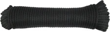 3/16 Inch Black Dacron Polyester Rope - 100 Foot | Solid Braid - Industrial Grad