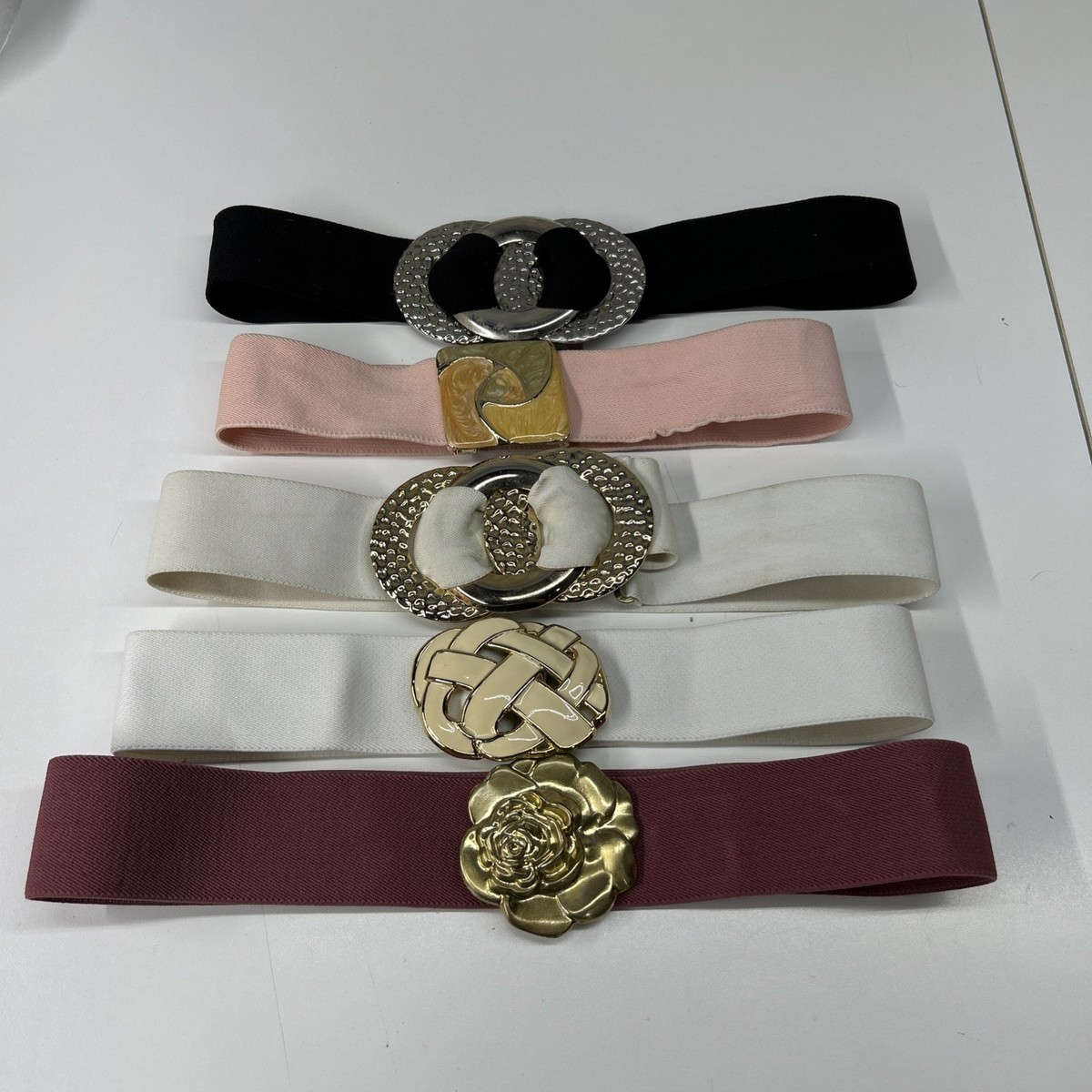 Vintage Lot Of Elastic Belts With Unique Buckles 70s-80s  display picture 2