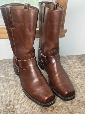 Frye Harness Boots Men s 13 Brown Square Toe Leather Pull On USA