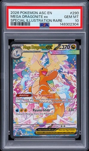 2026 POKEMON ASC EN-ASCENDED HEROES #290 MEGA DRAGONITE EX PSA 10