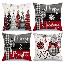 Christmas Throw Pillow Covers 18 x 18 Inch 18" x 18" Pack of 4 Multicolor