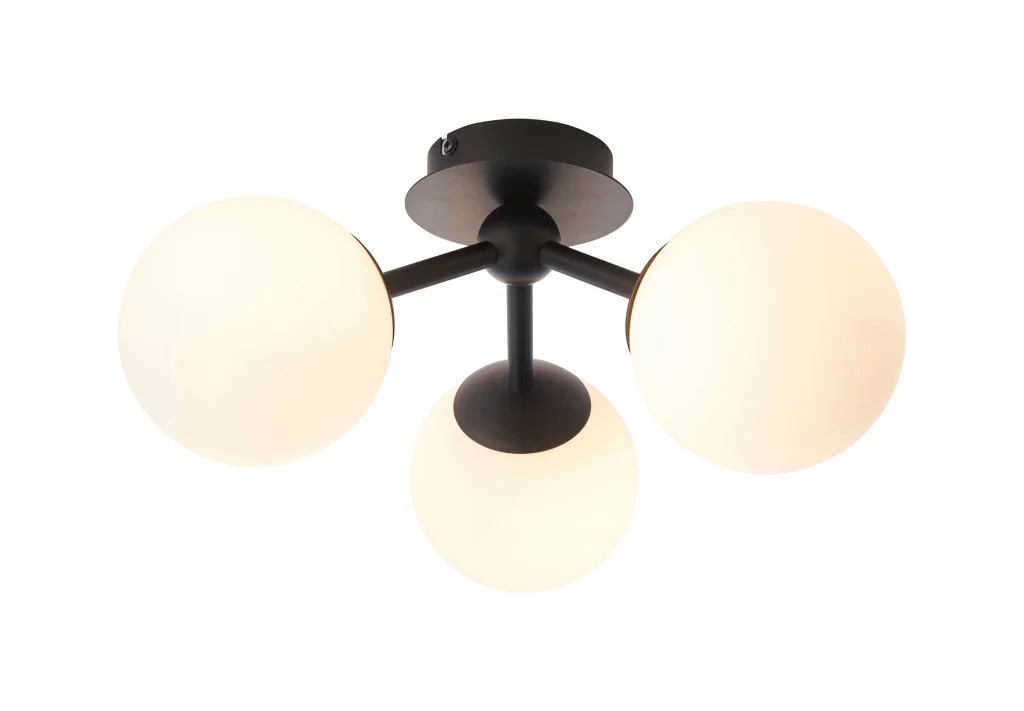 Bathroom Light Black Pulsa 3 IP44 Matt White Glass Endon 93489