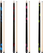 Premium Pool Sticks 58-Inch Set of 4 Maple Pool Cue with Low-Deflection Shaft