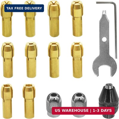 15Pcs Drill Chuck Collet Set for Dremel Rotary Tool 1/32'' (0.8mm) - 1/8'' (3.2mm)