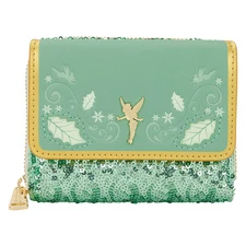 Loungefly Peter Pan Tinker Bell Holiday Sequin Tri-Fold Wallet
