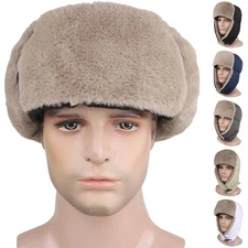 Winter Military Aviator Hat Windproof Warm Russian Ushanka Hat with Fur Ear Flap