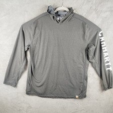 Carhartt Men's Dark Gray Long Sleeve Hooded Sweatshirt Relaxed Fit Size Large