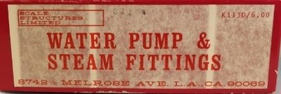 Scale Structures K113D HO Scale Water Pump & Steam Fittings Unpainted Metal Kit