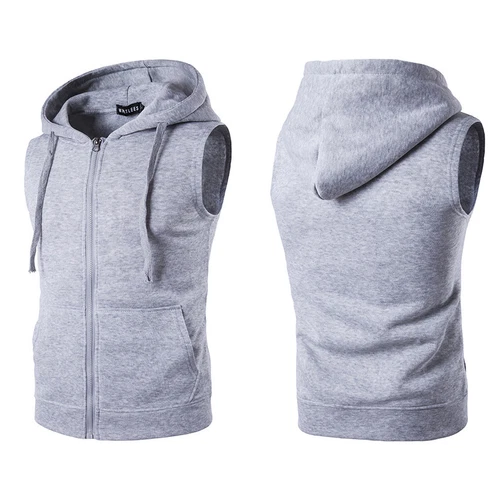 Men's Sleeveless Hoodie Casual Zipper Hooded Sweatshirt Gym Workout Tank Tops UK - Picture 11 of 52