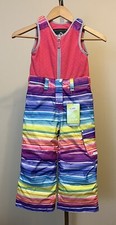 NEW Girls Size 4 JUPA Sofia Pink Multi Striped Snow Pants Fleece Top