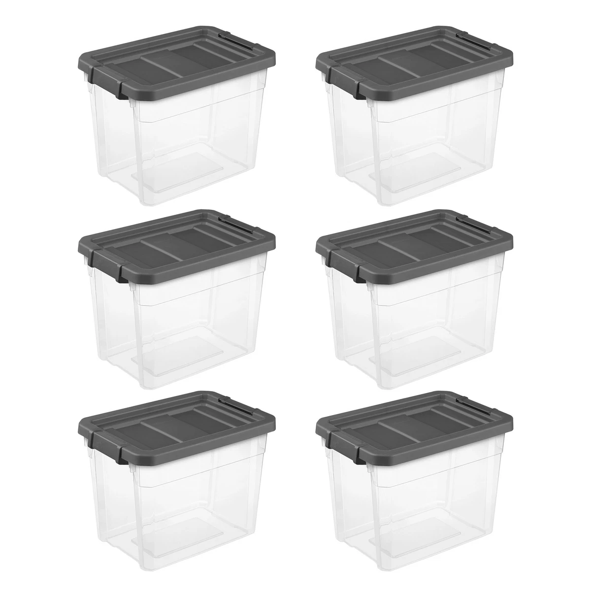 6 Pack Stackable Storage Solutions. Clear Organizer Bins With 