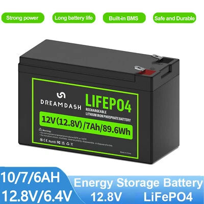 DREAMDASH Batería 12V LiFePO4 6Ah 7Ah 10Ah Batería de litio BMS para fueraborda RV Solar