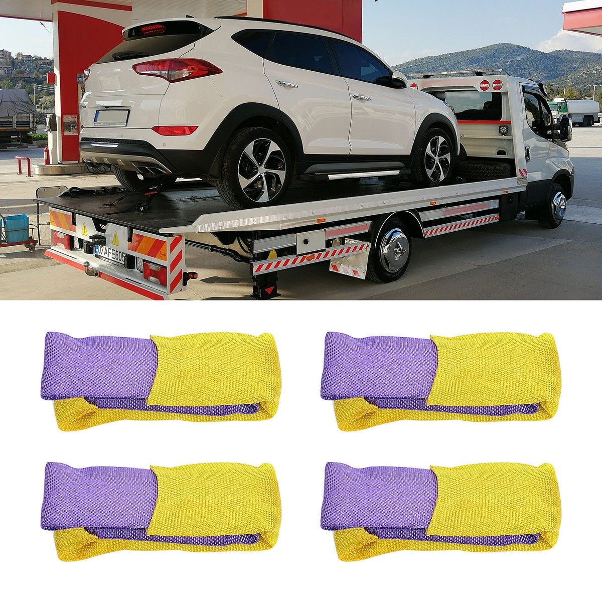 2" X 6' Tow Truck Ratchet Strap - E-Fitting / RTJ Cluster Hook