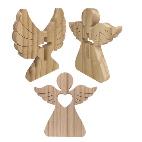 Ange En Bois Sculpté Pour Sapin De Noël – Fait Main – Rose, 5,5 Cm – Artisanat Russe