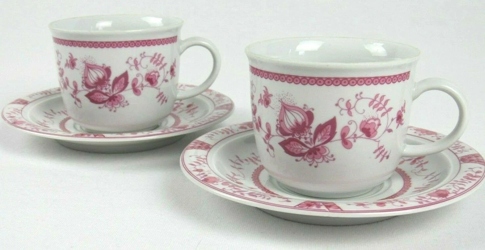 Juego de 6 tazas platillos crema azúcar rosa Alemania Oriental porcelana Kahla vintage 16 piezas  Foto 2 de 4