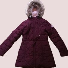 Hollister Hooded Quilted Parka Coat Burgundy Uk Small Rrp £99 Ln021 Ii 04