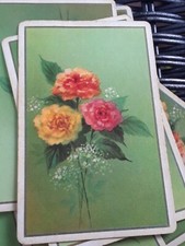 Vintage Playings Cards duratone plastic coated Roses Pink/Orange/Yellow Bouquet