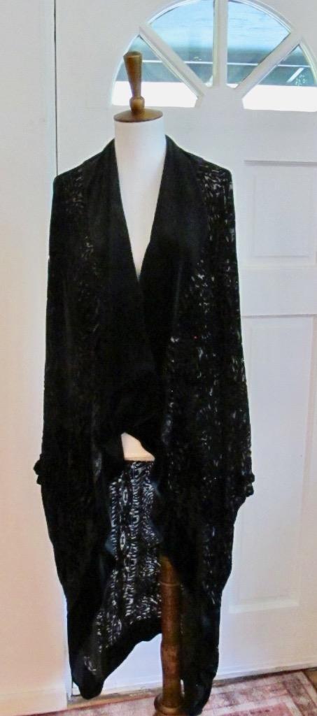 Carter & Teri Shibori Cacoon Coat Black Burnt Velvet OSFM Stunning image 5