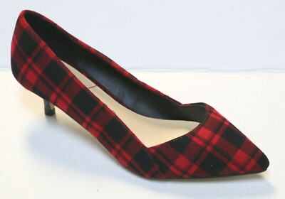 red and black plaid shoes