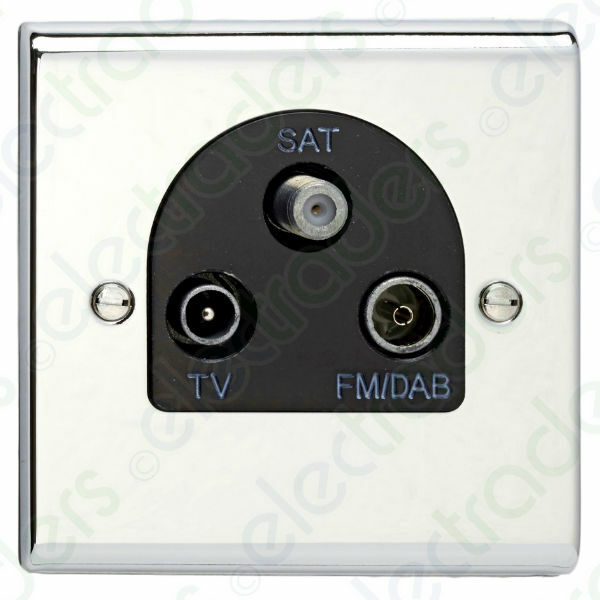 Deta SD1340CHB TV /FM (DAB)/SAT Triplexer Outlet (Polished Chrome / Black Insert