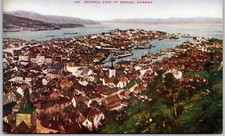 General View of Bergen Norway Harbor Sea Port Builidngs and Residences Postcard