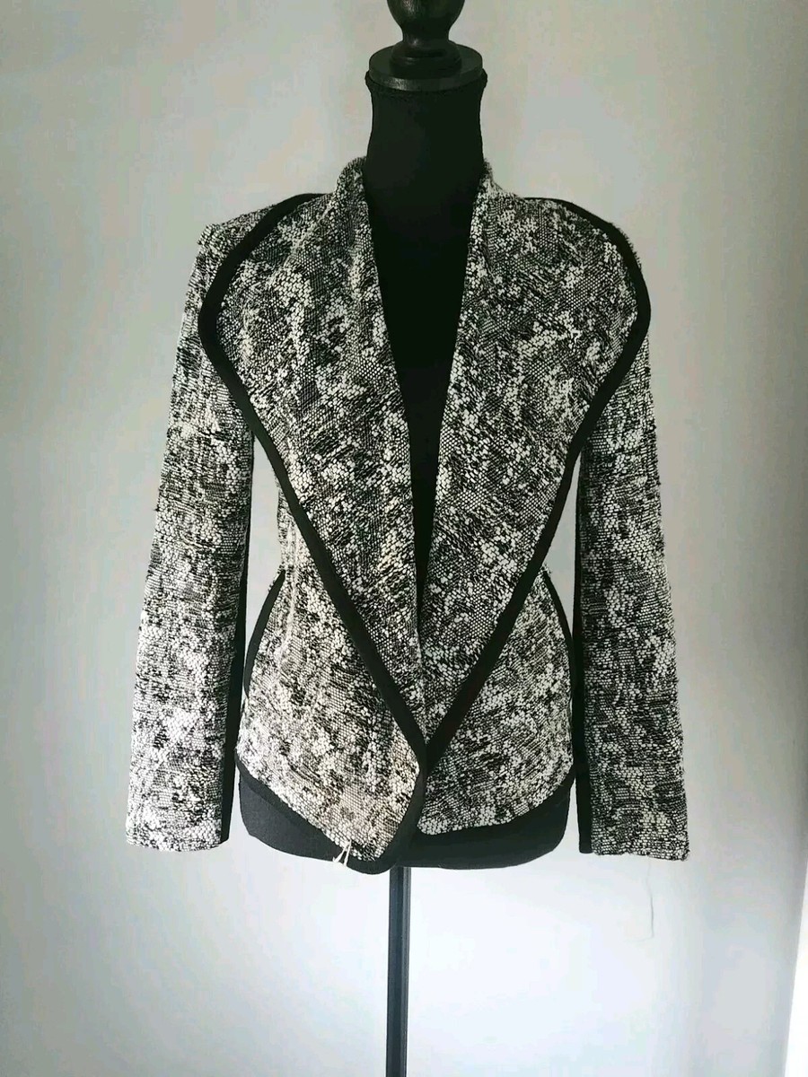 Vince Drape Front Boucle Blazer Jacket Open Front Woven Knit