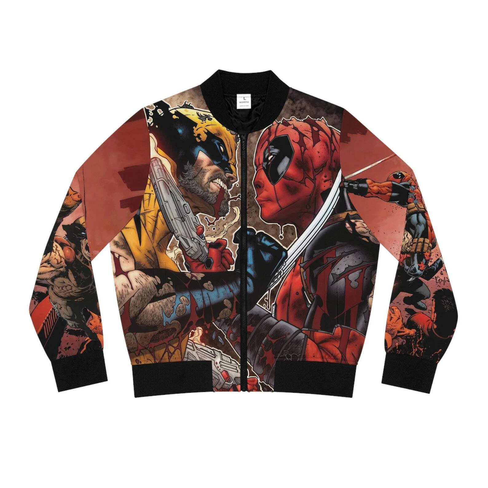 Awesome Wolverine Vs Deadpool Superhero Comic Book Bomber Jacket