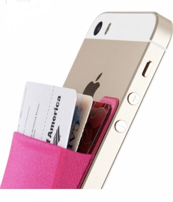 Hot Pink Mobile Cell Phone Credit Card ID Holder Wallet Stick On Pocket  Sleeve