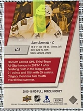 2015-16 Upper Deck Full Force #103 Sam Bennett RC Calgary Rookie