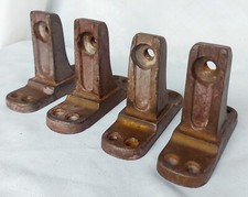 4 Original Vintage Cast Iron S.V.P. Bed Brackets in a Red/Brown Painted Finish. 
