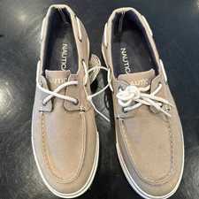 Nautica Men's Lace-Up Boat Shoe, Casual Loafer, Spinnaker-Washed Burlap Size 9.5