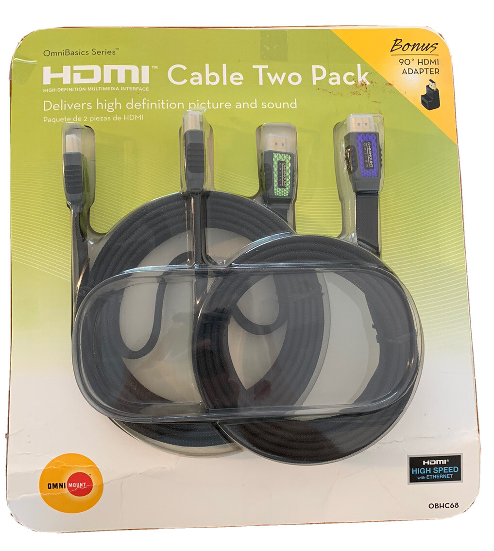 2-Pack HDMI Cables with 90-Degree Adapter & Gold-Plated Connectors for Crystal Clear Audio & Video-image