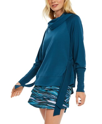 Ideology Cowlneck Side-Tie Top Aquatic Teal Size XL