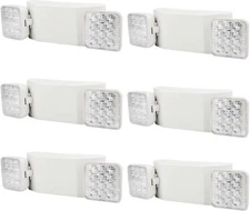 6 Pack LED Emergency Exit Light Adjustable 2 Head With Battery Back-up UL 924