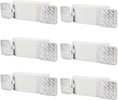 JW LIGHTING 6 Pack LED Emergency Exit Light Adjustable 2 Head With Battery Back-up UL 924