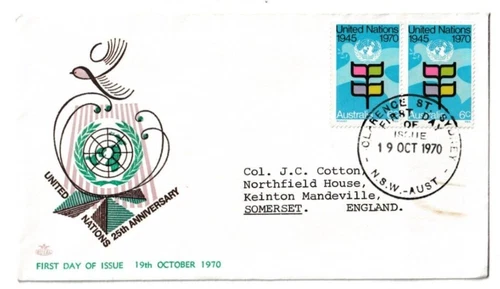 19/10/1970 Australia FDC - United Nations 25th Anniversary - Clarence St. Sydney
