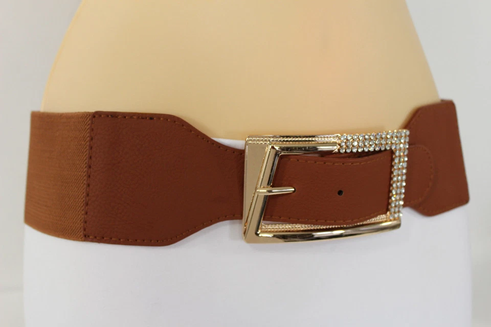 Nuevo Cinturón de corbata para mujer negro rojo marrón blanco cintura de cadera hebilla grande dorada talla grande M L Foto 3 de 4